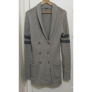 James perse women small shawl collar double Breasted sweater 100% cashmere gray
